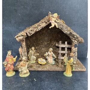 Vintage 8 Piece Nativity Set Made in Italy with Music Box Plays Silent Night